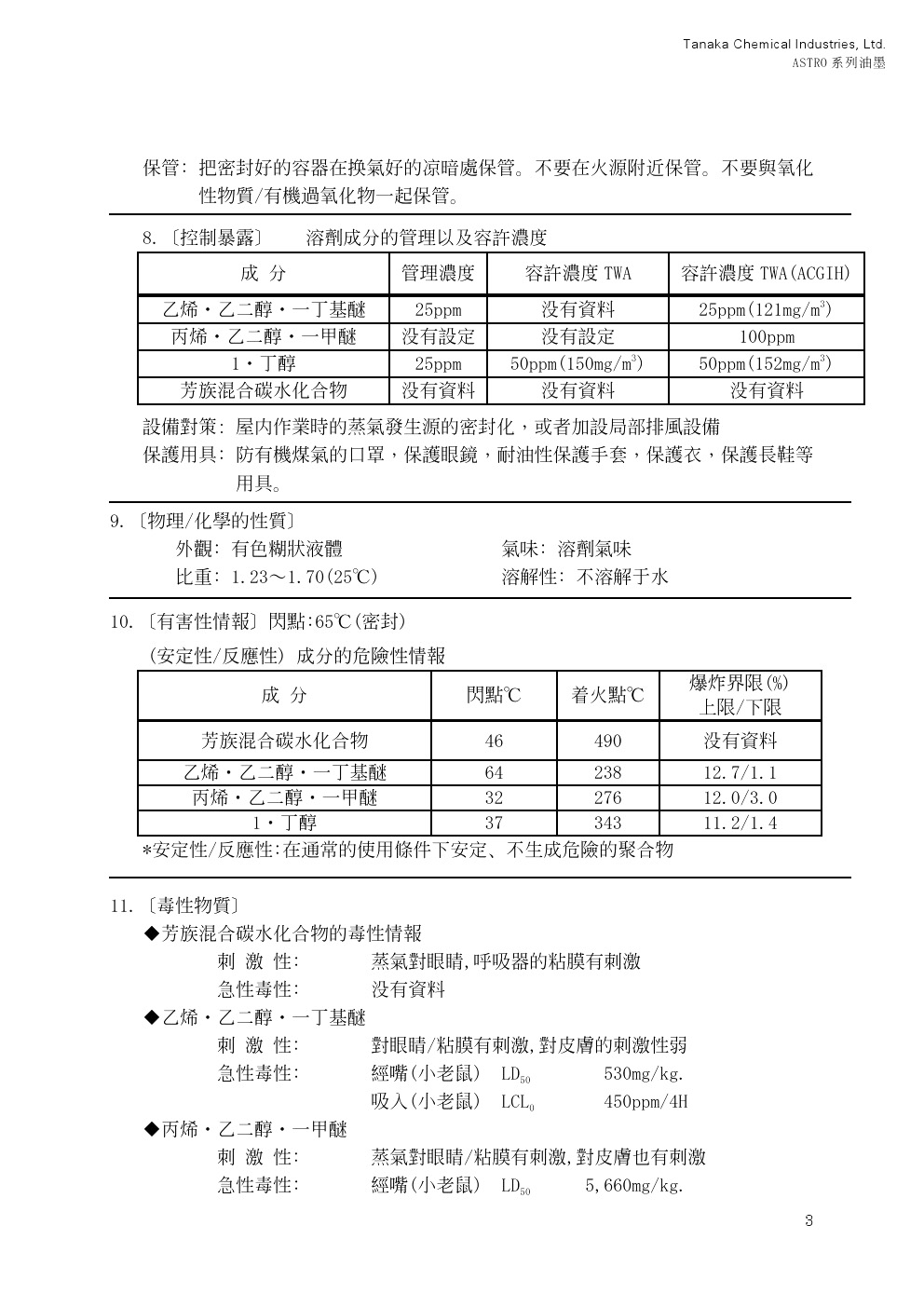 油墨測(cè)試報(bào)告八MSDS-ASTRO系列油墨2013 (3)
